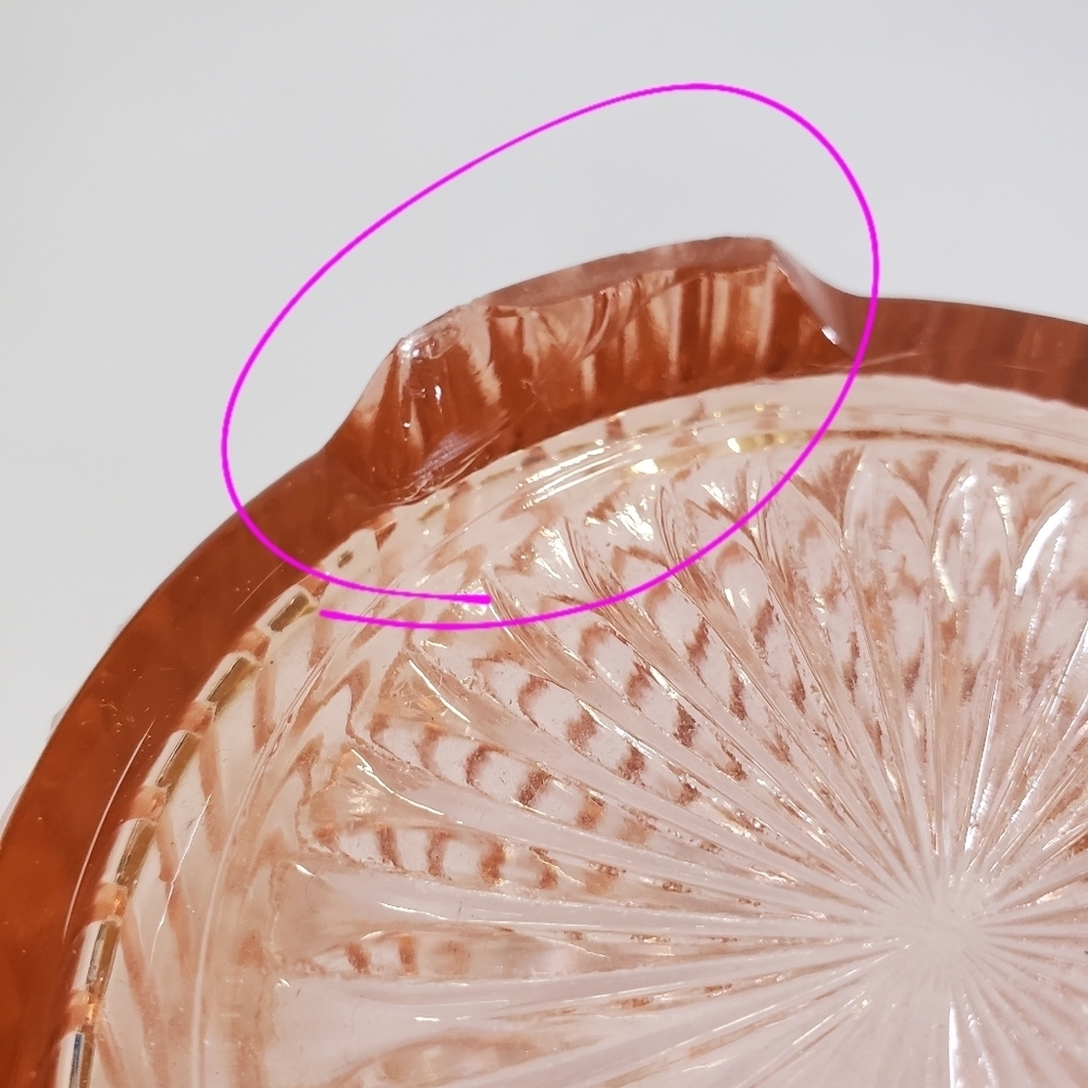 Pink Depression Glass Scalloped Edge Bowl Vase Vintage Collectible - Picture 11 of 12